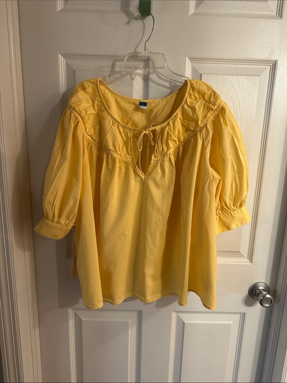 Old Navy Yellow Peasant Tie-Neck Blouse
